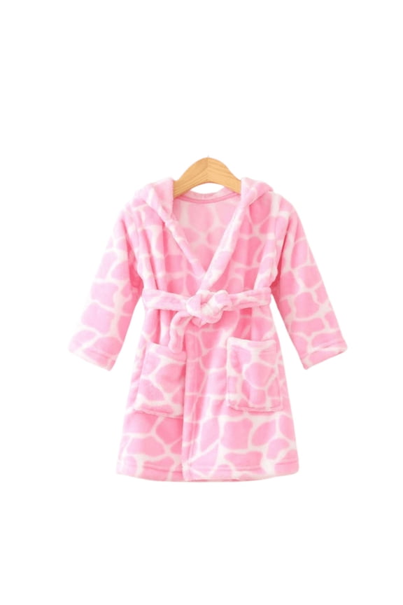 Toddler Kids Cartoon Cotton Bathrobe Robe for Girls Boys,Skin-Friendly Fleece Bathrobe Soft Hooded Bath Towel Cute Beach Towel Bathrobe