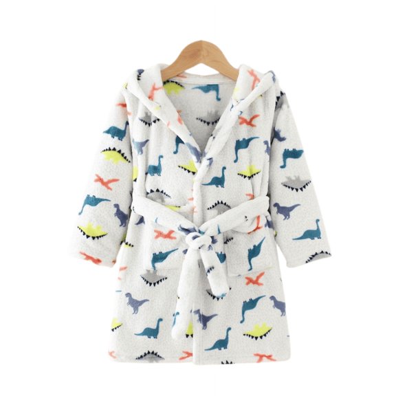 Godderr Toddler Kids Cartoon Cotton Bathrobe Robe for Girls Boys,Skin-Friendly Fleece Bathrobe Soft Hooded Bath Towel Cute Beach Towel Bathrobe