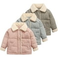thumbnail image 1 of Godderr Toddler Kids Corduroy Lapel Zipper Plaid down Jacket & Coat Newborn Winter New Outerwear Coat 2-10y, 1 of 8