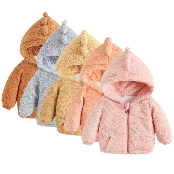 Godderr Toddler Kids Fleece Jacket Winter Warm Coat for Girls Boys 9M-5Y Baby Zipper Long Sleeve Newborn Thick Winter Outerwear