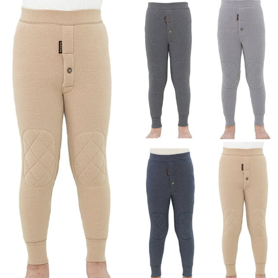 Godderr Toddler Kids Fleece Leggings for Boys Warm Trousers Teenagers Fall Winter Footless Padded Long Pants Solid Color Tights 2-14T