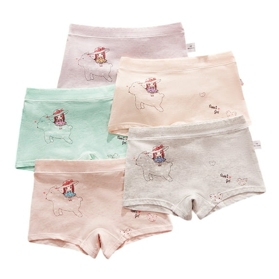 Godderr Toddler Kids Girls Boxer Briefs Underwear Cartoon Animal Print Shorts 4PCS Baby Colorful Cotton Underwear Boxer Briefs for 2-9 Years Girls