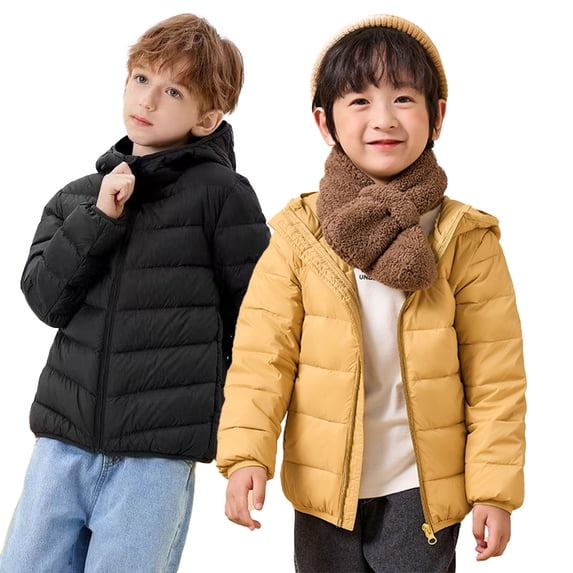 Godderr Toddler Kids Girls Boys Winter Down Coats Jackets Hooded Lightweight Down Outwears with Zipper for 2-14Y