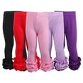 thumbnail image 1 of Godderr Toddler Kids Girls Lacework Leggings Spring Fall Ruffles Pencil Pants Solid Color Cotton Bottoming Trousers 1-8 Years, 1 of 8