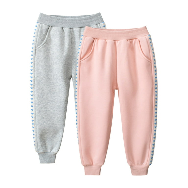 Godderr Toddler Kids Girls Sweatpants Fleece Lined Pants with Pockets Baby Fall Winter Jogger Bottom Trousers Fit for 1 10 Years Old