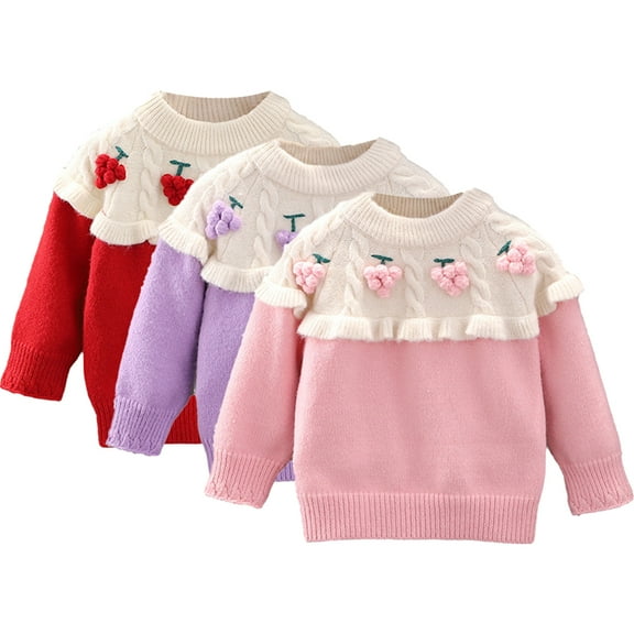 Godderr Toddler Kids Knitted Sweater for Girls Boys,9M-6Y Round Neck Long Sleeve Baby Knitting Sweater Newborn Pullover Knite Tops Fall Winter Outfits
