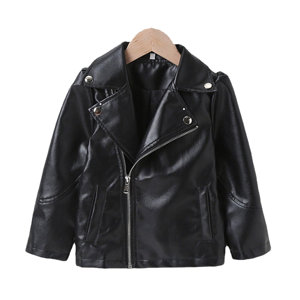 Godderr Toddler Kids Leather Outwear for Boys Girls Leather Jacket for