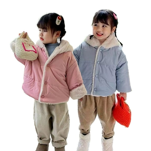 Godderr Toddler Kids Padded Down Cotton Jacket Coats Ears Hooded Cotton Coats Boys Girls Windproof Warm Winter Jacket 1-7 Years Casual Outerwear Tops
