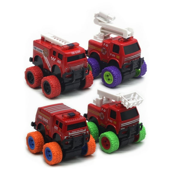 Godderr Toddler Kids Toys Car 3-6 Y Boys Toys Big Wheel Cartoon Car Set Fire Trucks, Engineering Vehicles, Police Cars