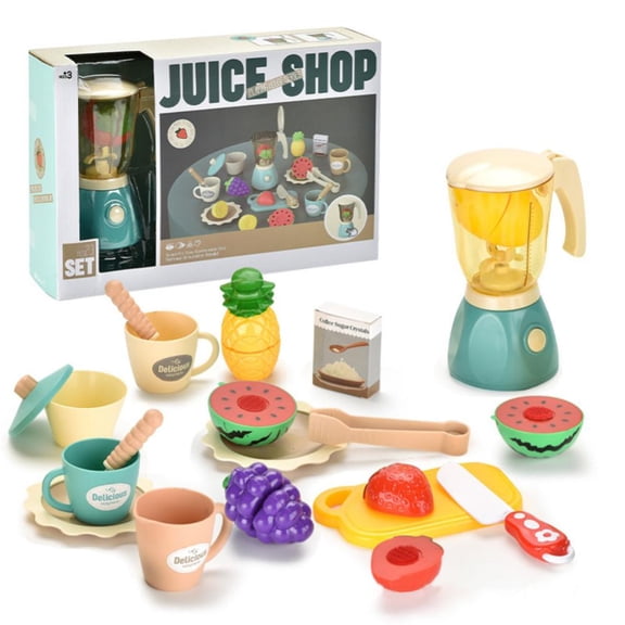 Godderr Toddler Kids Toys Emulate Electric Juices Realistic Fruit Blender Kitchen Appliance Set Toys