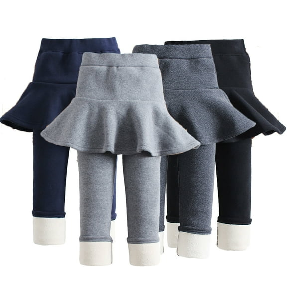 Godderr Toddler Kids Winter Leggings with Skirt for Girls,Thick Warm Baby Girl Skirt Leggings Ice Skating Pants Girls Fleece Fleece Lined Leggings for 2-10 Years