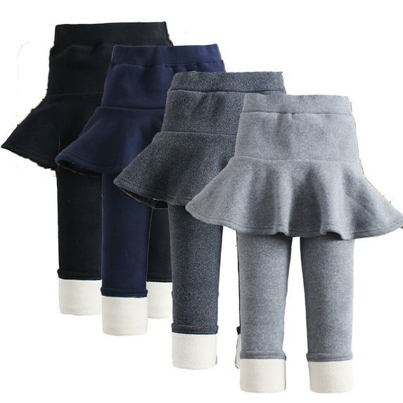 Godderr Toddler Kids Winter Leggings with Skirt for Girls,Thick Warm Baby Girl Skirt Leggings Ice Skating Pants Girls Fleece Fleece Lined Leggings for 2-10 Years