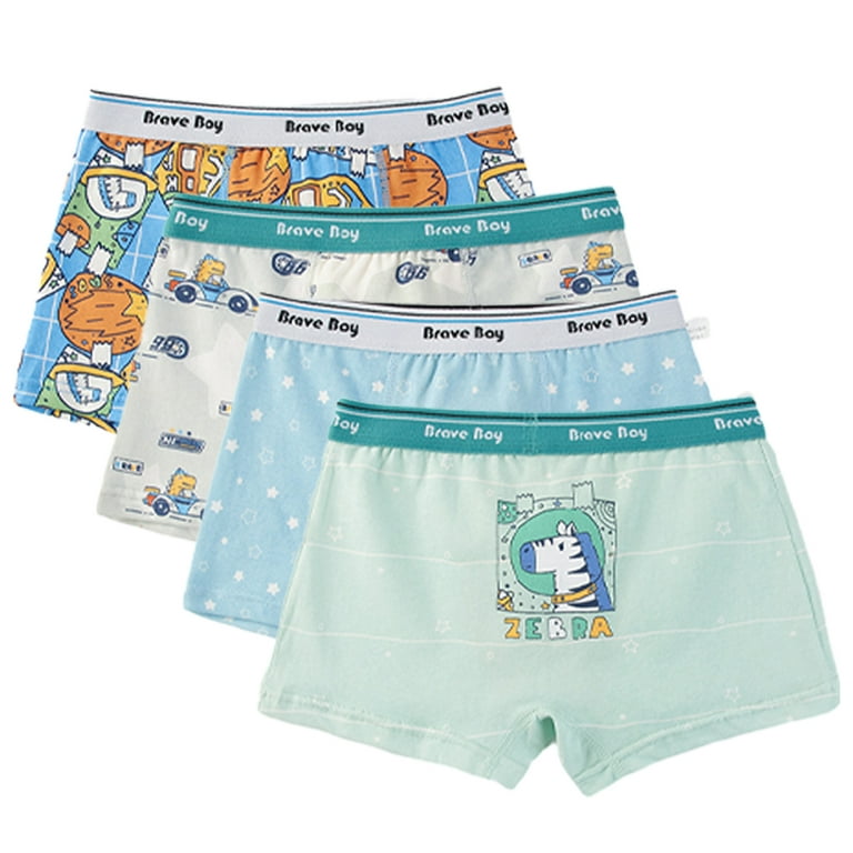 Godderr Toddler Little Boys Underwear 2-14Y Teen Boys Soft Cotton Boxer  Briefs Cute Undies Pack of 4