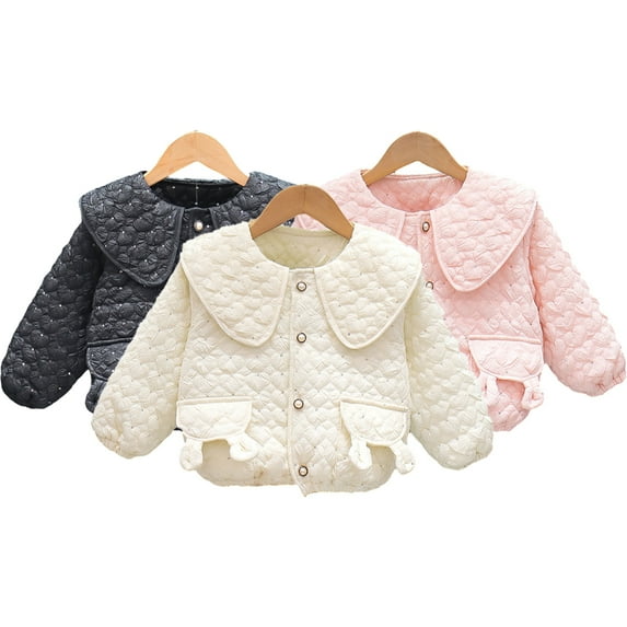 Godderr Toddlers Kids Baby Girls Cotton Outerwear 1-5Y Little Girl's Fall Winter Clothes Fall Winter Jacket Long Sleeve Doll Collar Coat