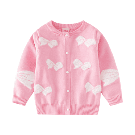 Godderr toddler kids fall Cardigan sweater 2-7Y sweet knitwear with bow tie Skin-friendly knit sweater jackets coats for girls