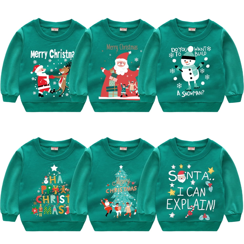 GodderrKids Toddler Christmas Sweatshirt Baby 16Y Cartoon Pullover