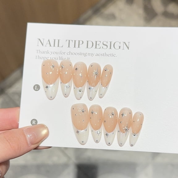【Goddess Chloe】Whitening French Crow Heart Cat's Eye Pure Handmade Wearing Nails Long Nail Patches Fake Nails
