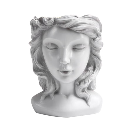 Goddess Head Planter Face Planters Pot, Multipurpose Creative Resin Head Planter gray