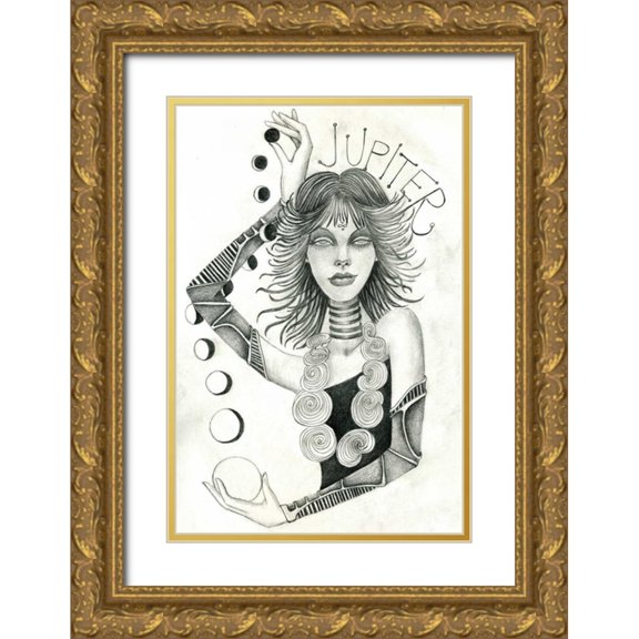 Goddess, Jami 23x32 Gold Ornate Wood Framed with Double Matting Museum Art Print Titled - Jupiter (Drawing)