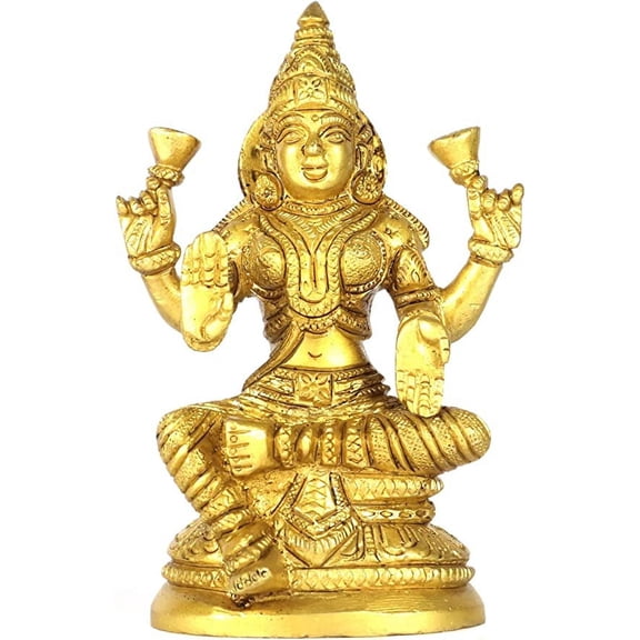 Goddess Lakshmi Brass Idol Statue Sculpture for Diwali Pooja, Temple, Home Decor Vastu Laxmi Devi Maa (Laxmi-16)