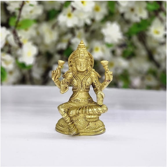 Goddess Lakshmi Statue Sitting Laxmi Murti Goddess of Wealth & Beauty Lakshmi Ma Sculpture Hindu Goddess Statue Laxmi Figurine Lakshmi Ma Murti Indian Home Temple Decor - AtoZ India Cart