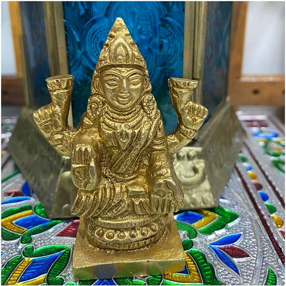 Goddess Laxmi Statue Resin Maa Lakshmi Statue Hindu Goddess of Wealth Goddess Laxmi Sitting on Lotus Diwali Gift Laxmi Sculpture Small Laxmi Ma Murti Temple Decoration Home Decor - AtoZ India Cart