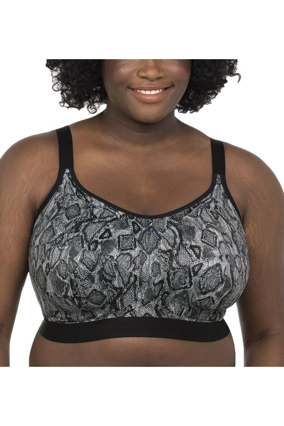 Non Wire Side Support Sports Bra (6912),36J,Black Snake