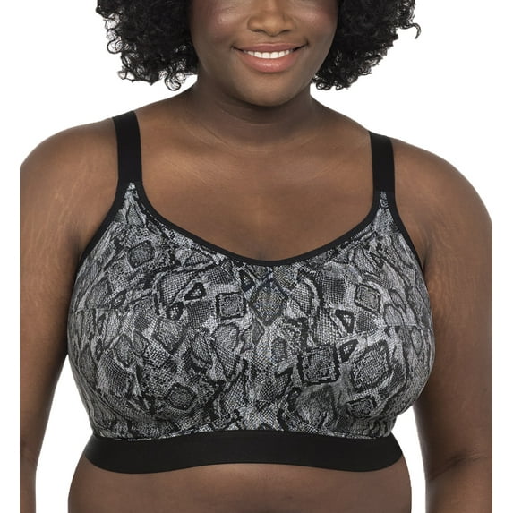 Goddess Non Wire Side Support Sports Bra (6912),42K,Black Snake
