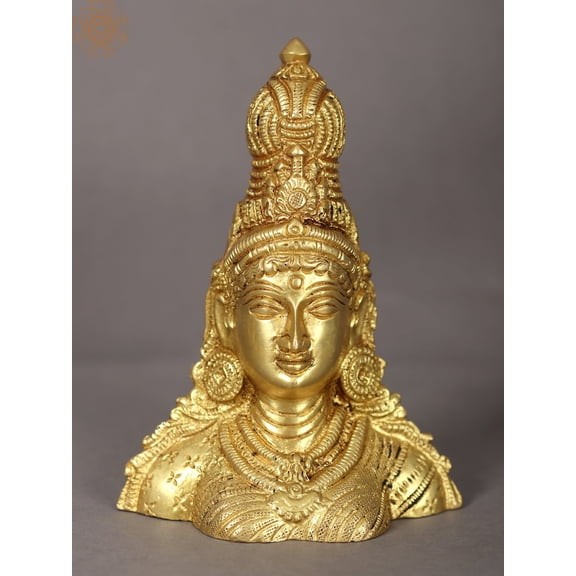5" Small Goddess Parvati Bust Idol in Brass | Handmade | Made in India