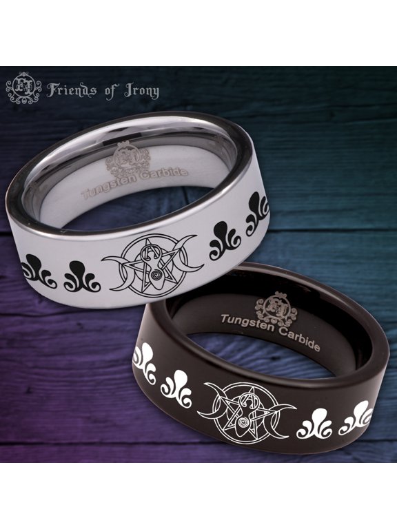 Goddess Pentacle Tungsten Carbide Ring