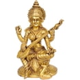 thumbnail image 1 of 6" Goddess Saraswati Brass Idol | Divine Learning Deity | Handmade Hindu Statue, 1 of 1