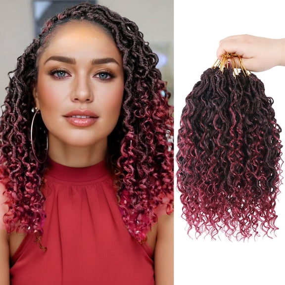 Goddess Locs Crochet Hair, 9 Packs Soft Boho Faux Locs with Curly Ends Bohemian Crochet Dreads for Women(12inch,#Tbug)