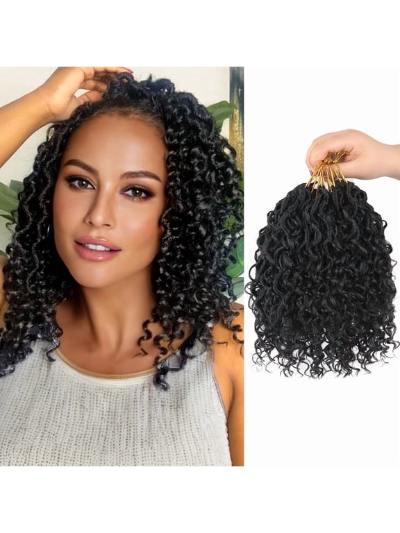Goddess Locs Crochet Hair, 9 Packs Soft Boho Faux Locs with Curly Ends Bohemian Crochet Dreads for Women(8inch,#1B)