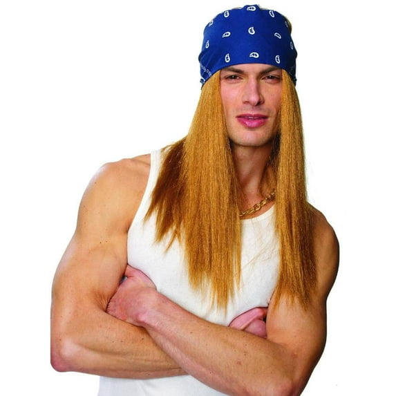 Rocker Wig with Bandanna Adult Costume Accessory