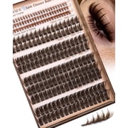 Goddvenus Brown DIY Manga Lash Clusters, D Curl 12-18mm Spiky Cluster Eyelash Extensions with Bottom Lashes, 213PCS Individual Eyelashes