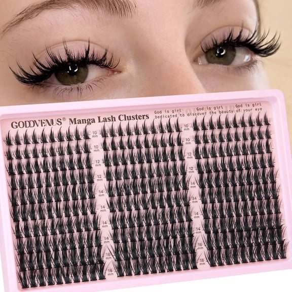 Goddvenus Manga Lash Clusters 300 Pcs Eyelash Extensions DIY Wispy Fairy Individual Lashes CC Curve 10-16mm