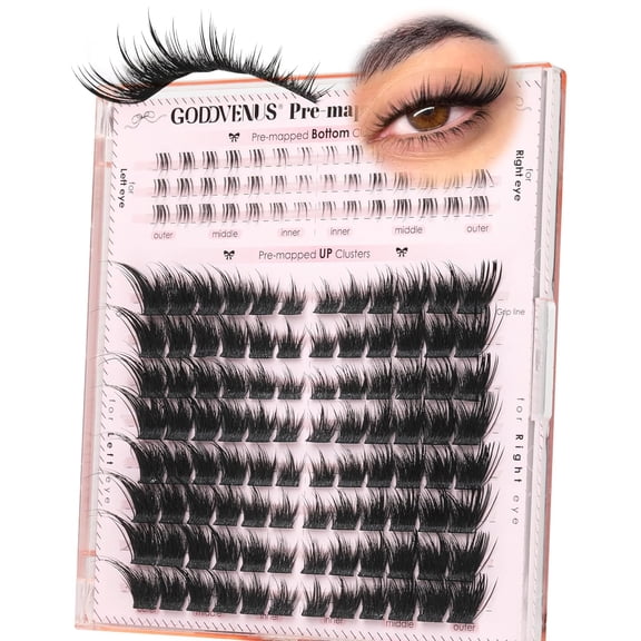 Goddvenus Manga Lash Clusters With Spikes Wispy Cluster Eyelash Extensions Fluffy Anime Eyelashes Clusters Reusable Faux Mink Fairy Individual Lash Extension (D Curve 12-18mm 204 pieces)