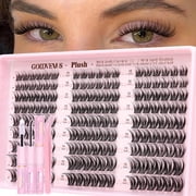 Goddvenus Plush Lash Clusters Kit 162 Pcs D Curl Eyelash Extensions DIY Fluffy Individual Lashes with Tweezers & Bond Seal