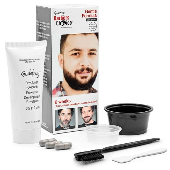 Godefroy Barbers Choice 3 Application Mens Beard And Mustache Color, Dark Brown