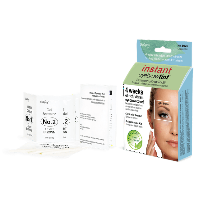 Godefroy Instant Eyebrow Tint, 3 Application Kit, Light Brown