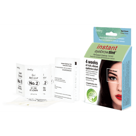 Godefroy Instant Eyebrow Tint, Medium Brown, 3 Application Kit