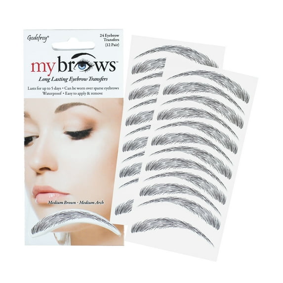 Godefroy My Brows Temporay Eyebrow Transfers, Medium Arch-Medium Brown