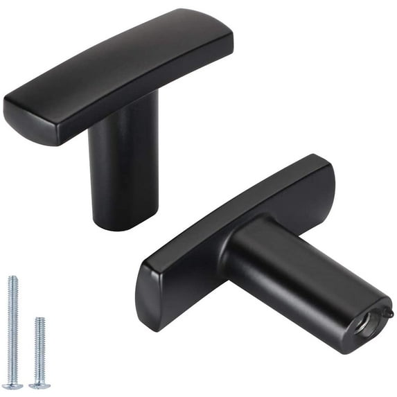 Godenwarm 15 Pack Kitchen Cabinets Knobs Black Drawer Knobs Single Hole T Bar for Bathroom Cabinet