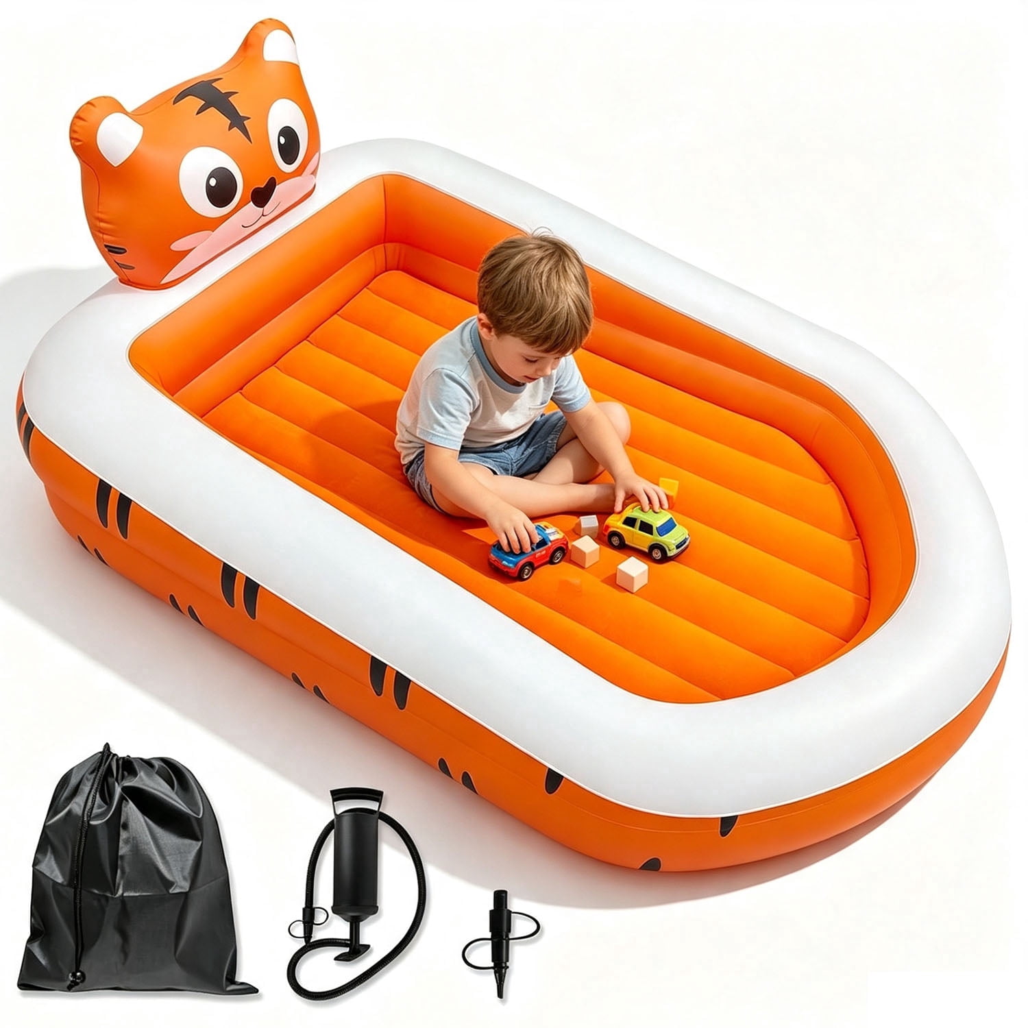 Safety Railing Boots Godery 63‘’ Inflatable Toddler Travel Bed with Safety Rails and ...