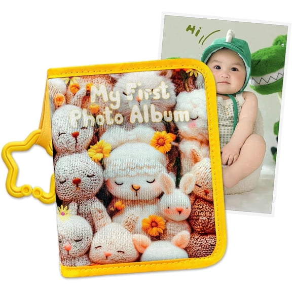 ABCKEY Baby Photo Album 4x6 Inch 17 Photos My First Family Album Soft Cloth Book for Kids Toddlers Family Memory Gift
