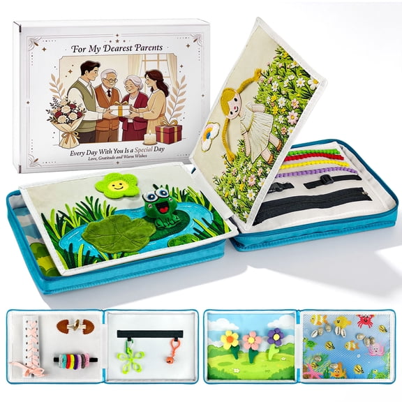 Godery Elderly Sensory Activity Busy Cloth Book for Alzheimer Dementia Patients, Stress Relief Fidget Toy Gift for Seniors