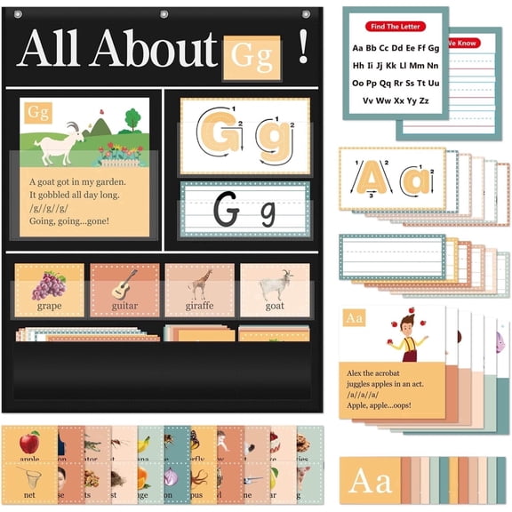 Godery Preschool Languages Flash Cards Kit with 52 Word Image Cards, Black, 1 Count