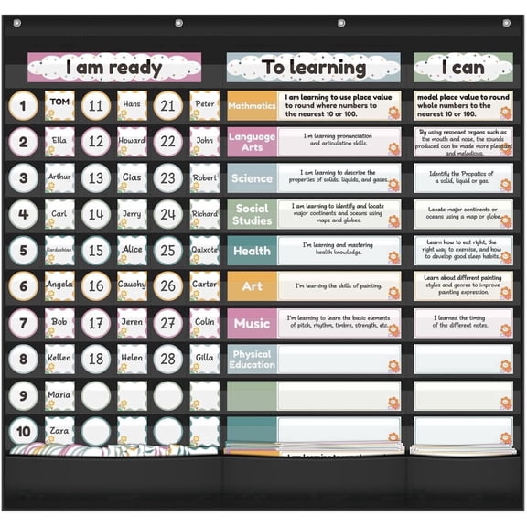 ABCKEY Preschool Early Development Pocket Chart, Black