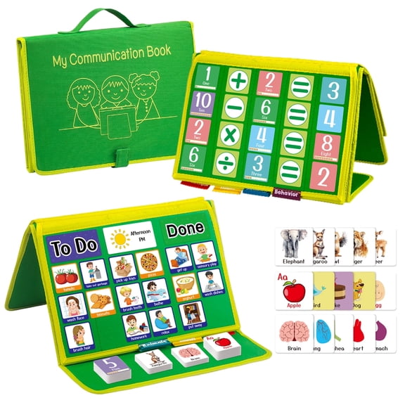 Godery Pecs Visual Communication Book, Communication Board for Nonverbal Kids, 203 Organ Counting Animals Communication Cards, Autism Speech Therapy Materials, Toddler Behavior Book for Home School