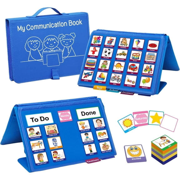 Godery Visual Communication Book, Nonverbal Communication Board, Autism Language Vocabulary Learning Materials, Speech Articulation Therapy Cue Cards for Kids, Toddler Behavior Book for Home School